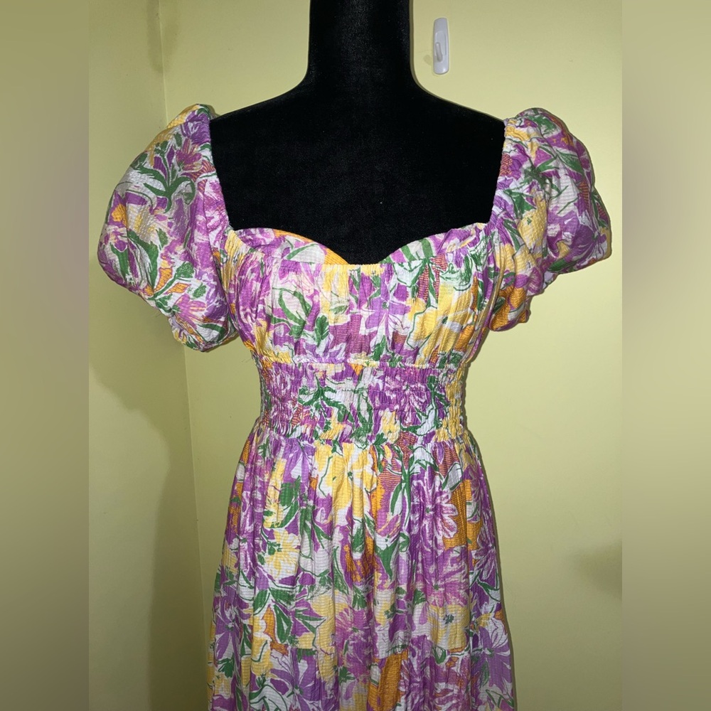 ASTR the Label Florentina Puff-Sleeve Maxi Dress Sz S Goddess Cottage Romantic - Picture 4 of 9